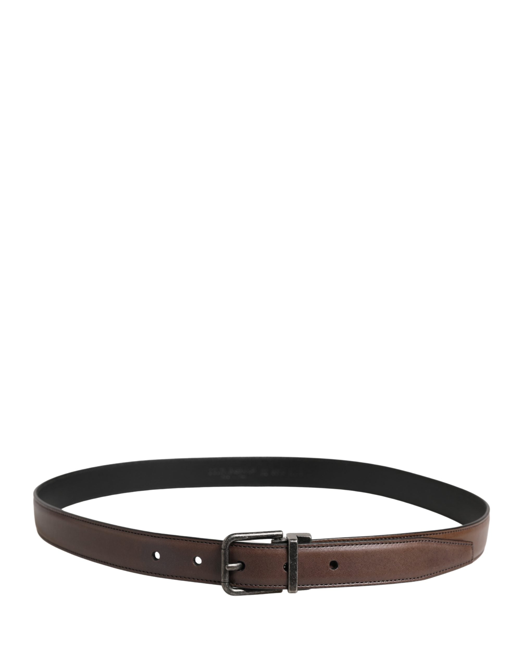 Men Brown Classic Leather Metal Buckle Belt