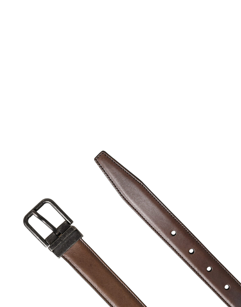Men Brown Classic Leather Metal Buckle Belt