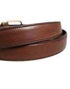 Men Brown Classic Leather Metal Buckle Belt