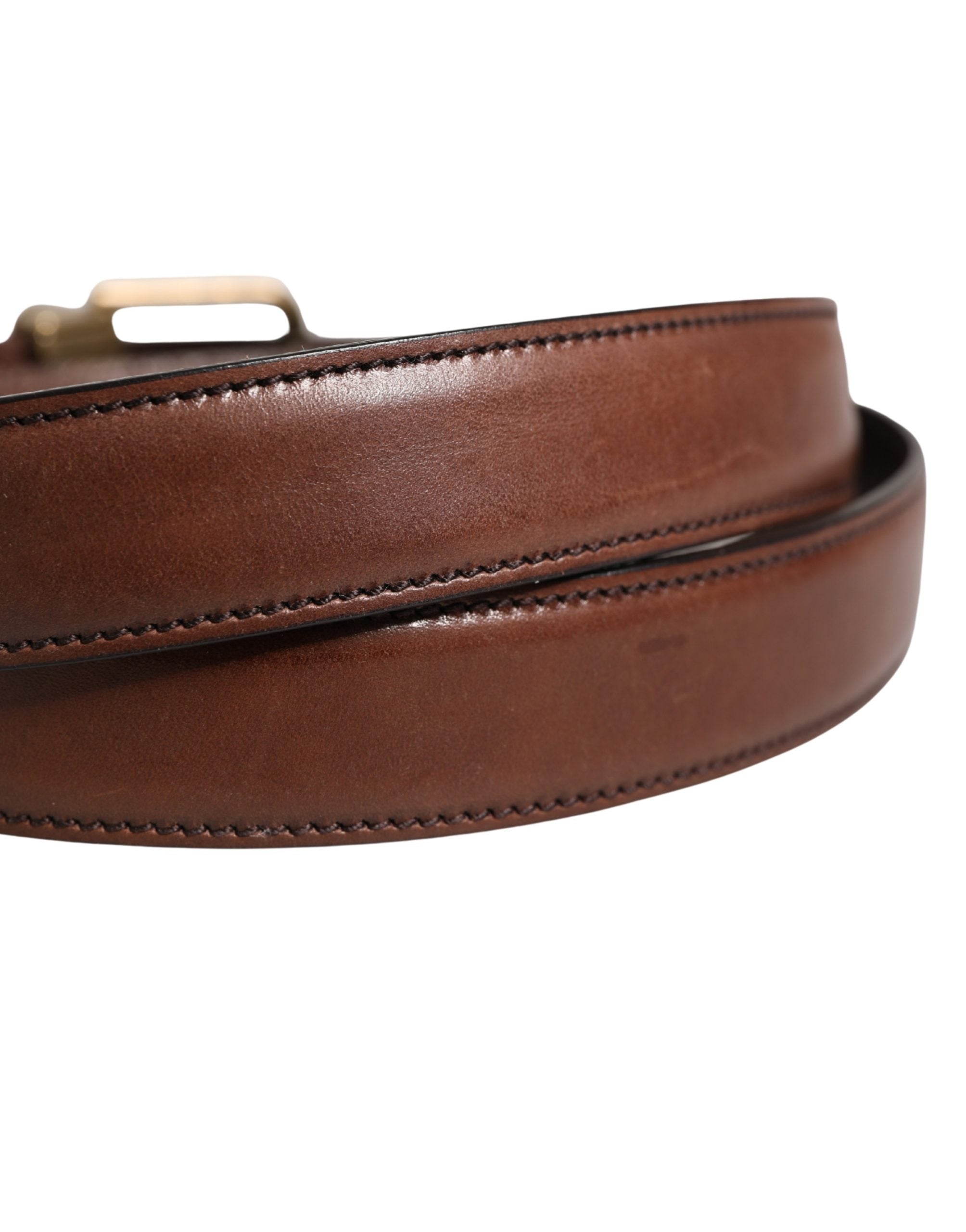 Men Brown Classic Leather Metal Buckle Belt