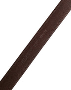 Men Brown Classic Leather Metal Buckle Belt