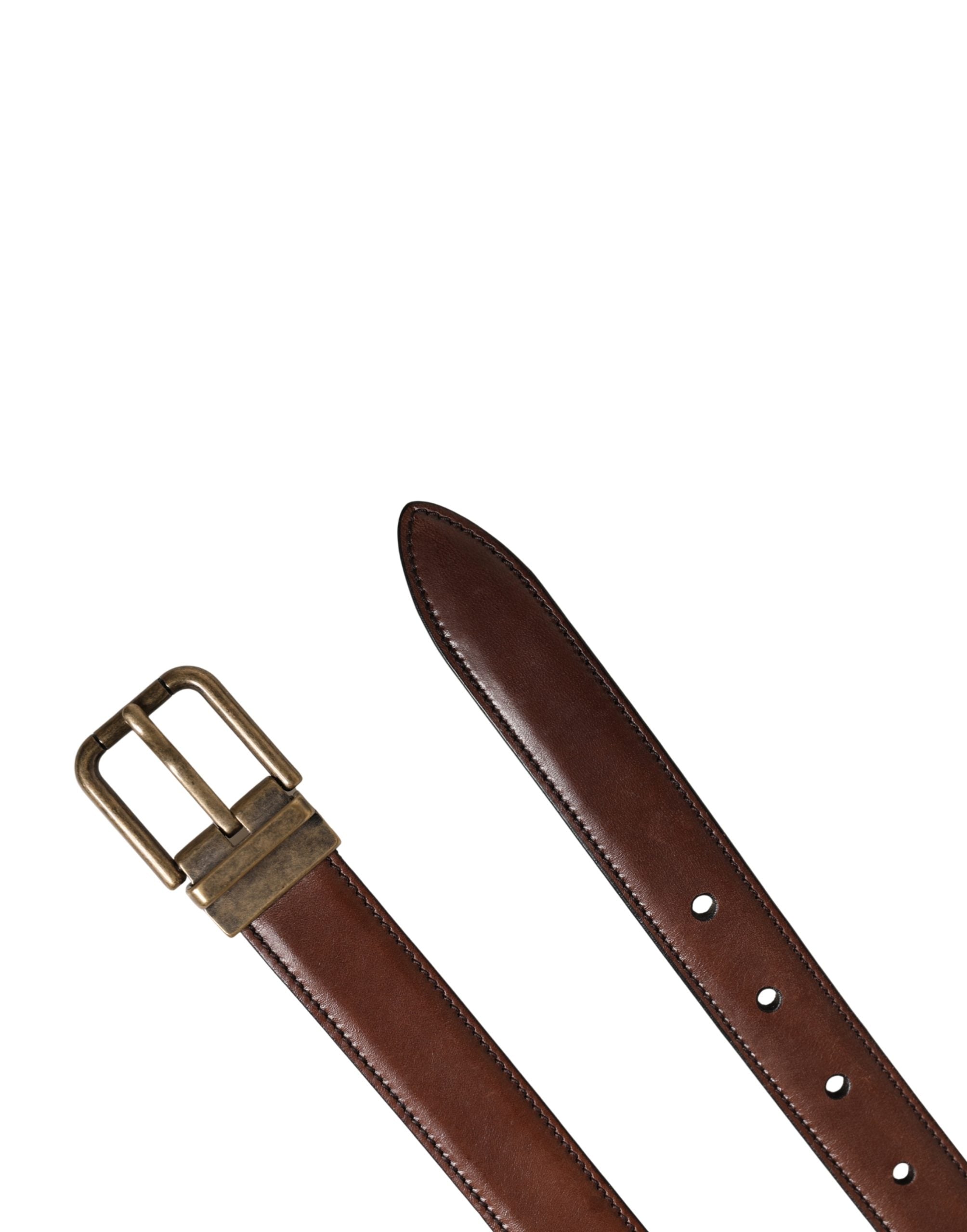 Men Brown Classic Leather Metal Buckle Belt