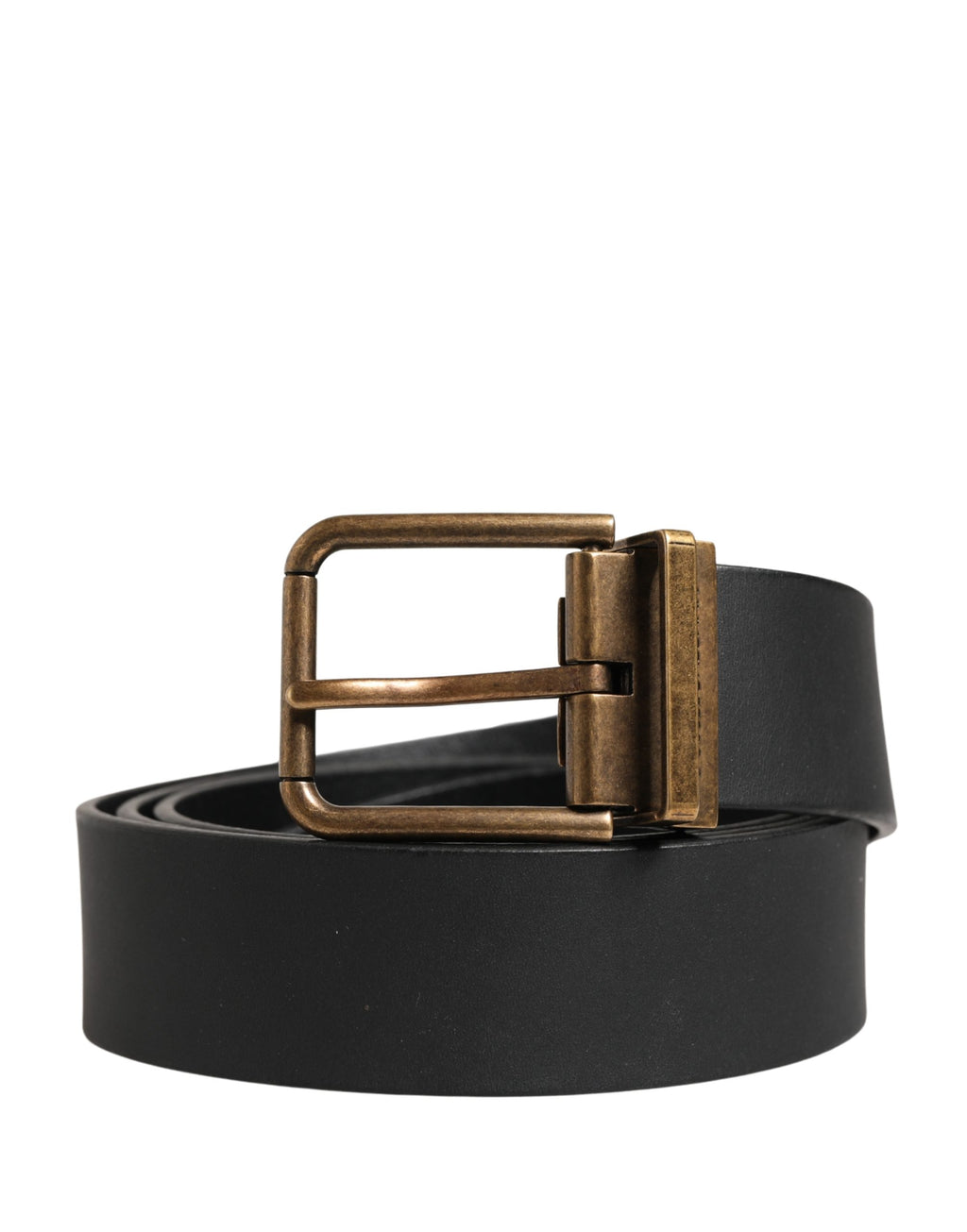 Men Black Classic Leather Metal Buckle Belt