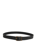 Men Black Classic Leather Metal Buckle Belt