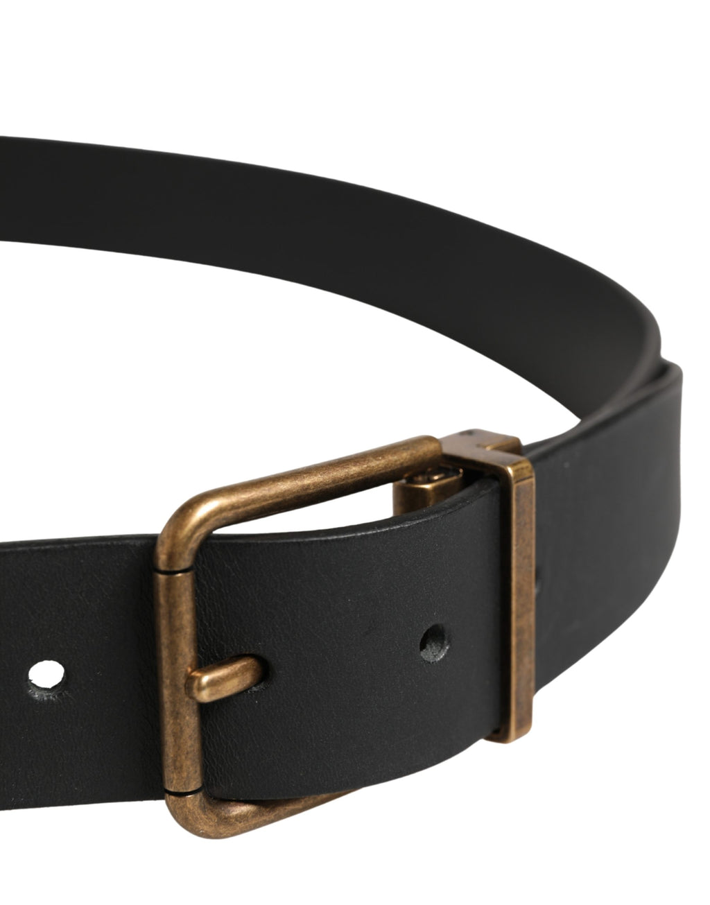 Men Black Classic Leather Metal Buckle Belt