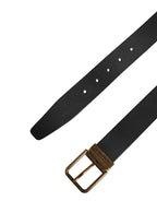 Men Black Classic Leather Metal Buckle Belt