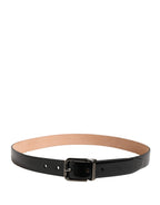 Men Black Classic Leather Metal Buckle Belt