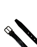 Men Black Classic Leather Metal Buckle Belt