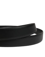 Men Black Classic Leather Metal Buckle Belt