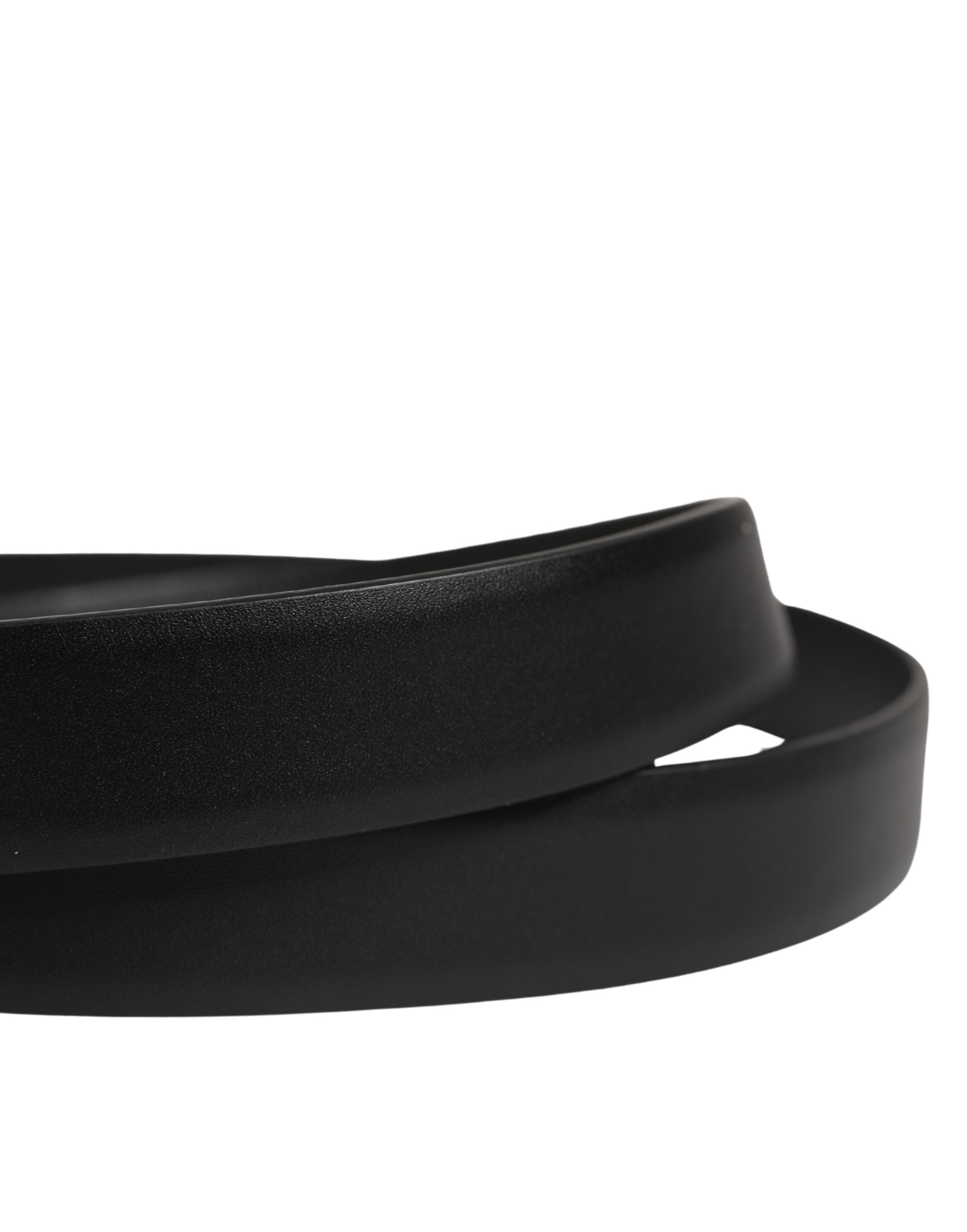 Men Black Classic Leather Metal Buckle Belt