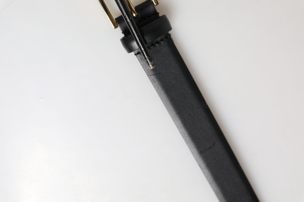 Men Black Classic Leather Metal Buckle Belt