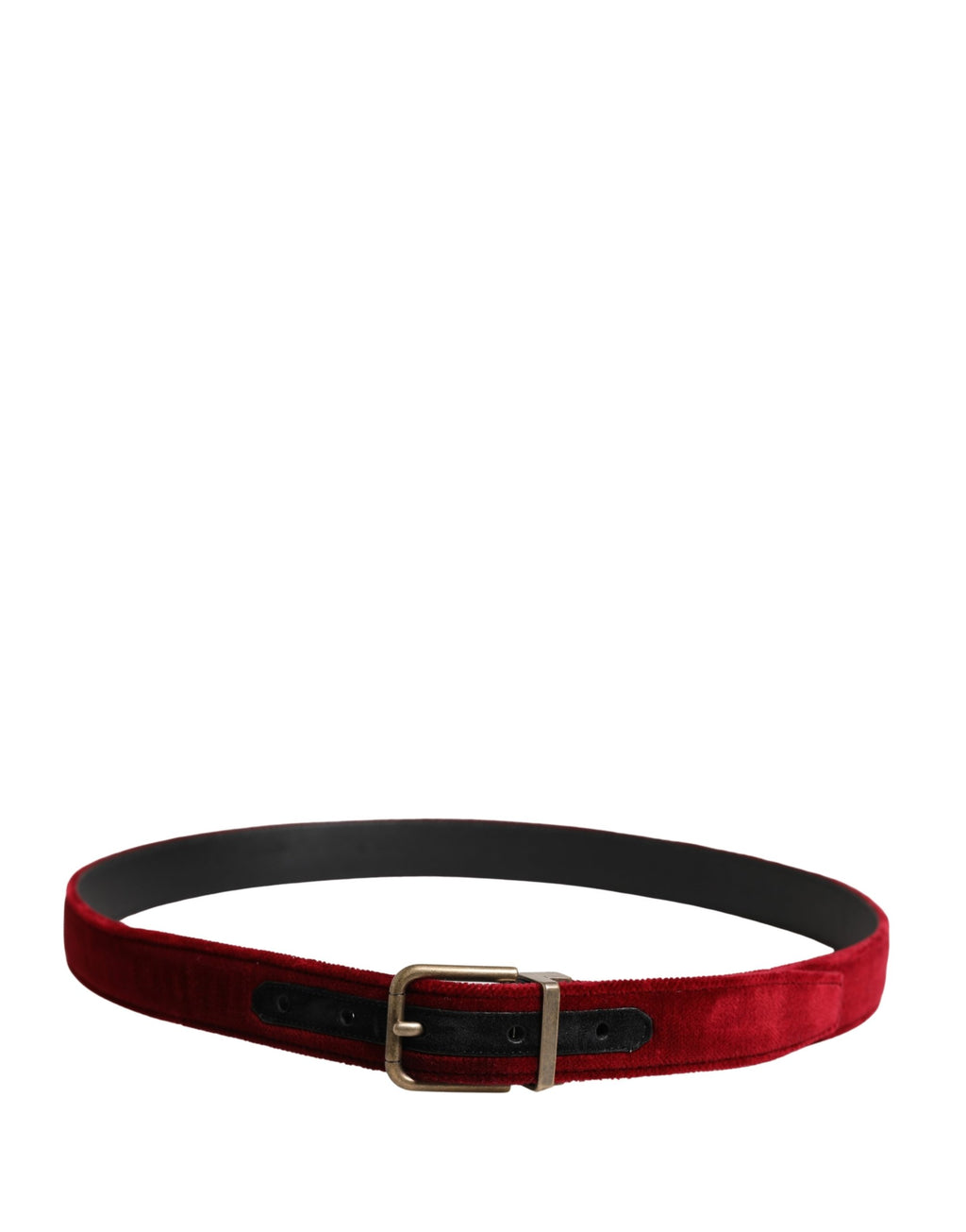 Men Burgundy Velvet Cotton Metal Buckle Belt