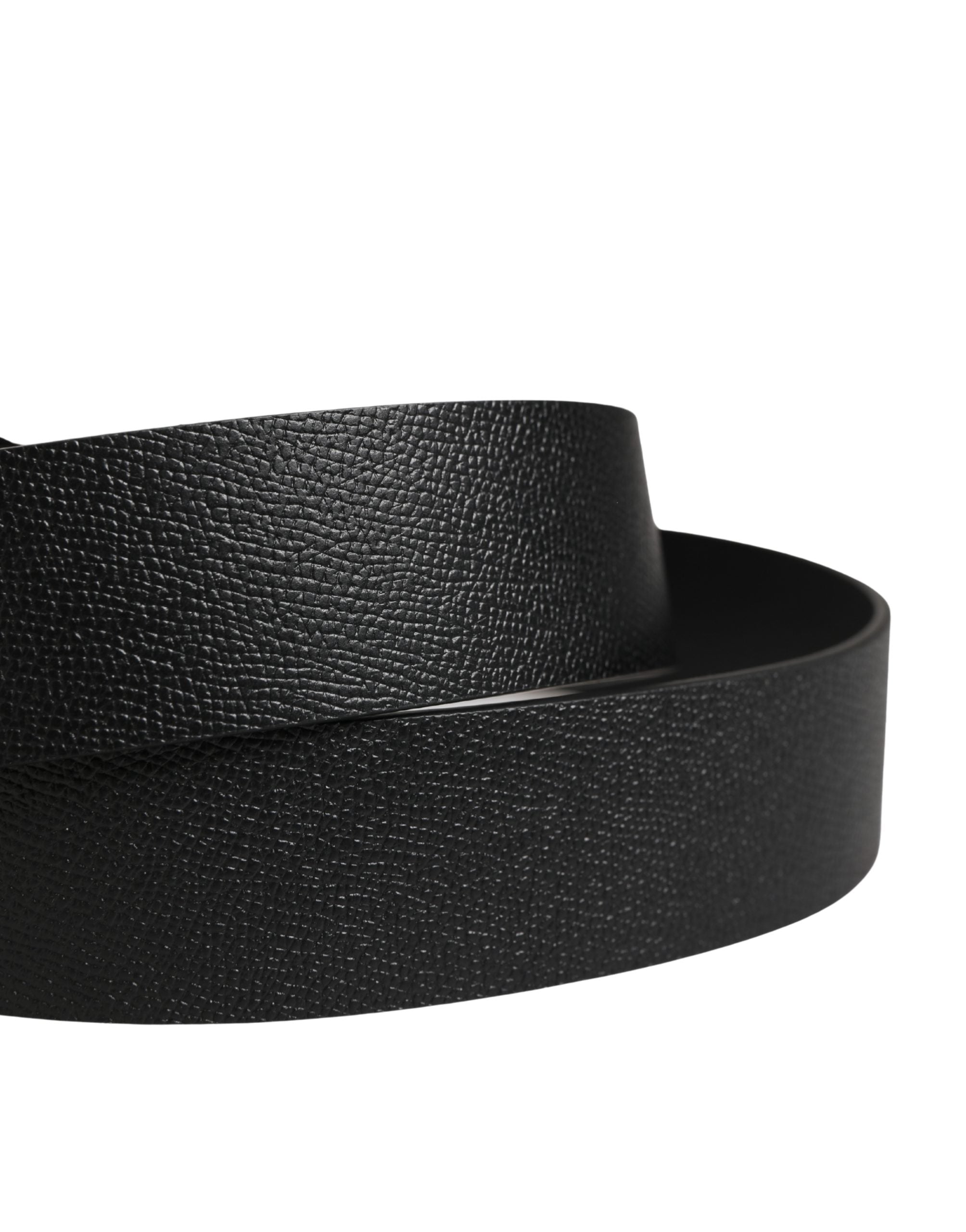 Men Black Classic Leather Metal Buckle Belt