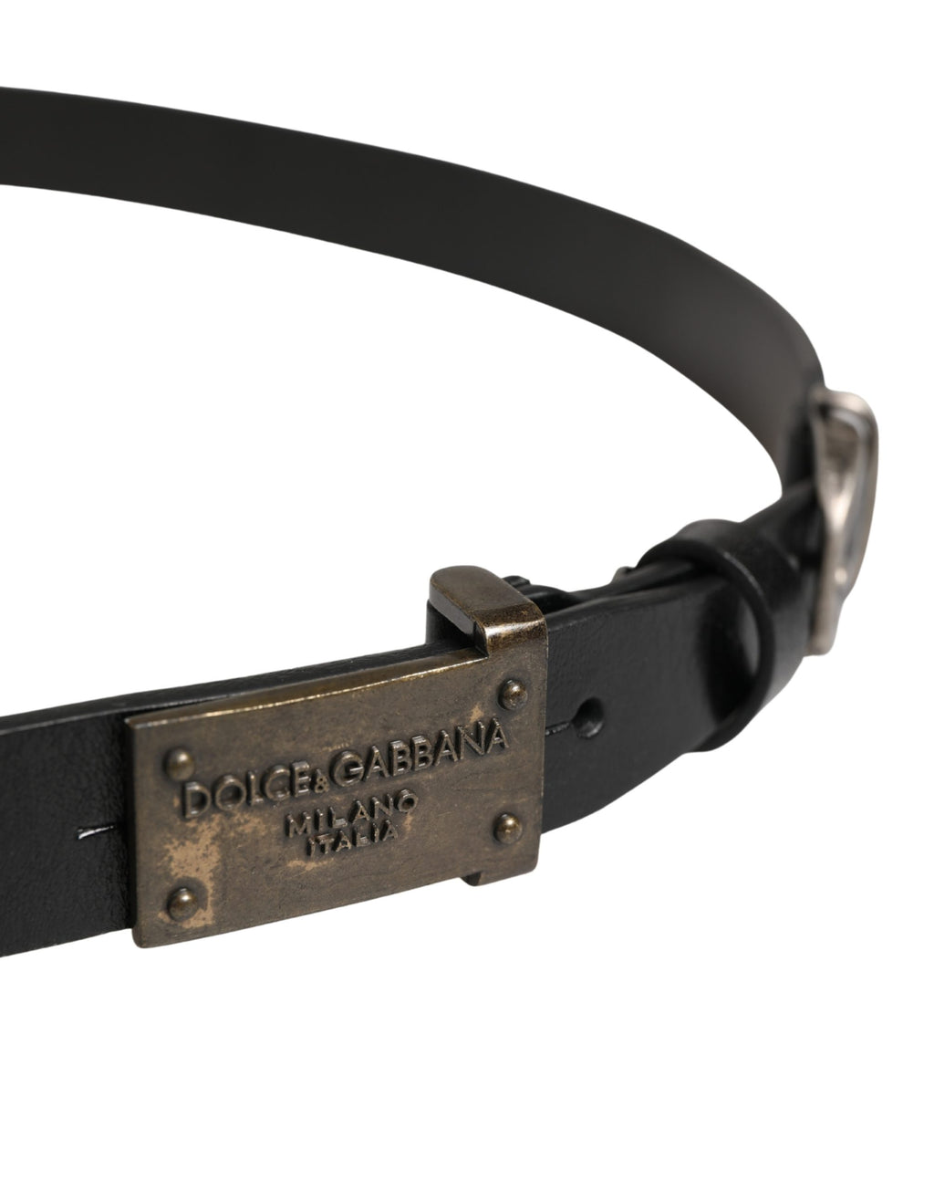 Men Black Classic Leather Logo Buckle Belt