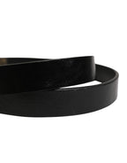 Men Black Classic Leather Logo Buckle Belt