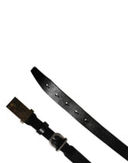 Men Black Classic Leather Logo Buckle Belt