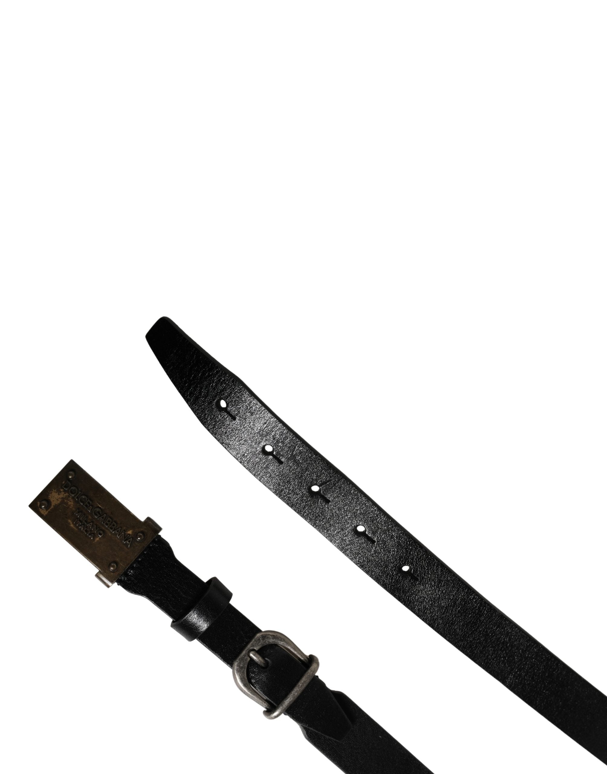 Men Black Classic Leather Logo Buckle Belt