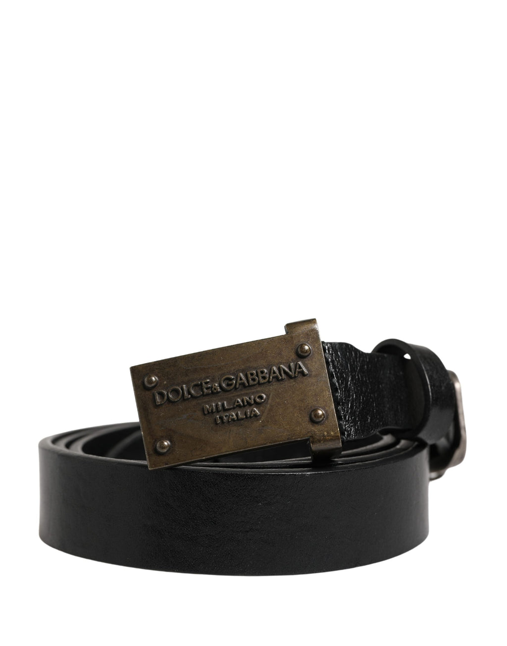 Men Black Classic Leather Logo Buckle Belt