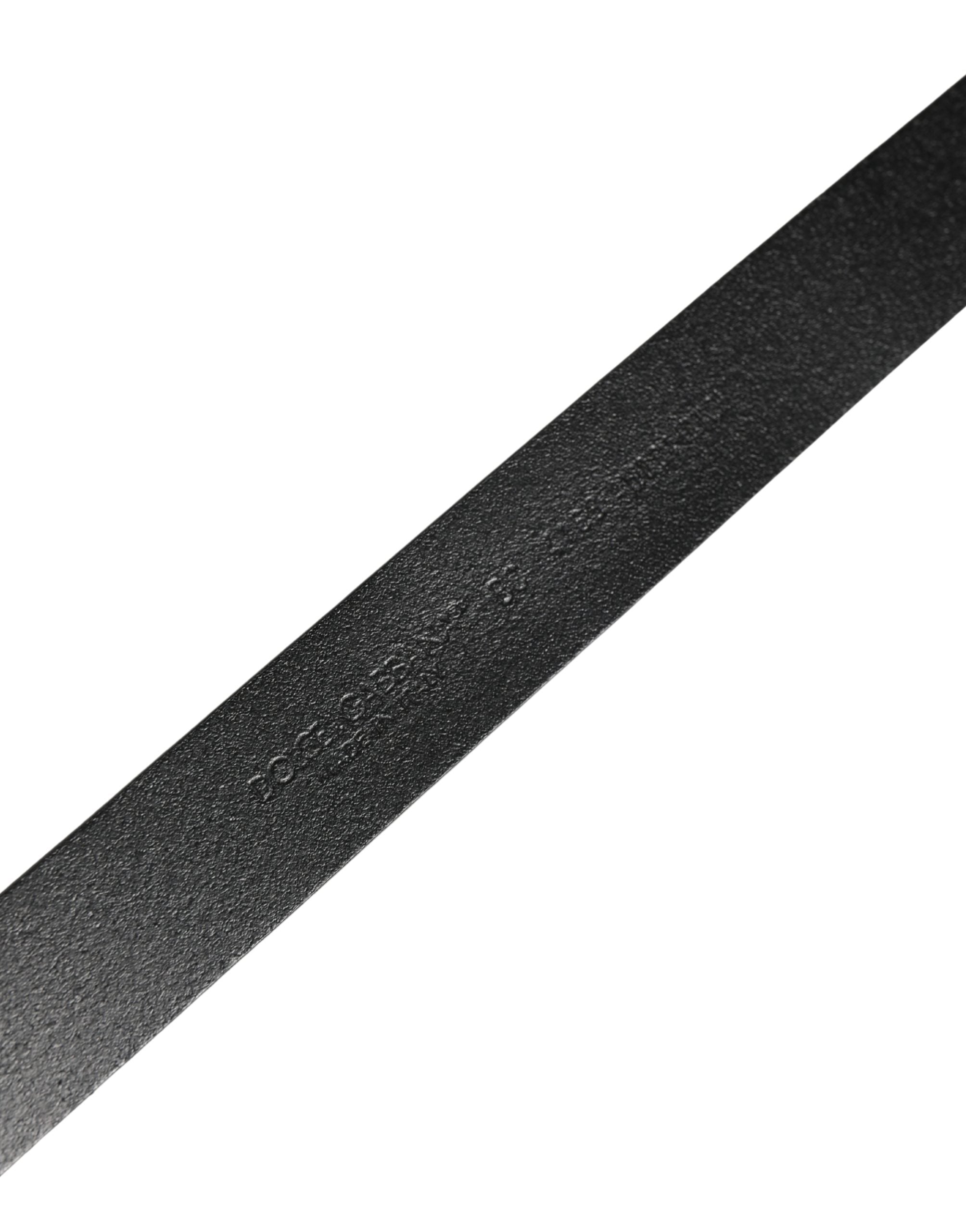 Men Black Classic Leather Logo Buckle Belt