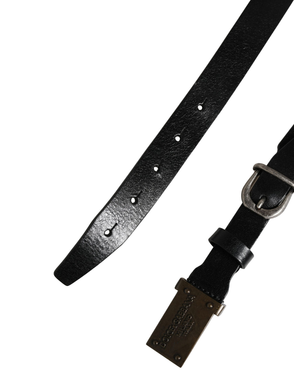 Men Black Classic Leather Logo Buckle Belt