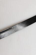 Men Black Classic Leather Logo Buckle Belt