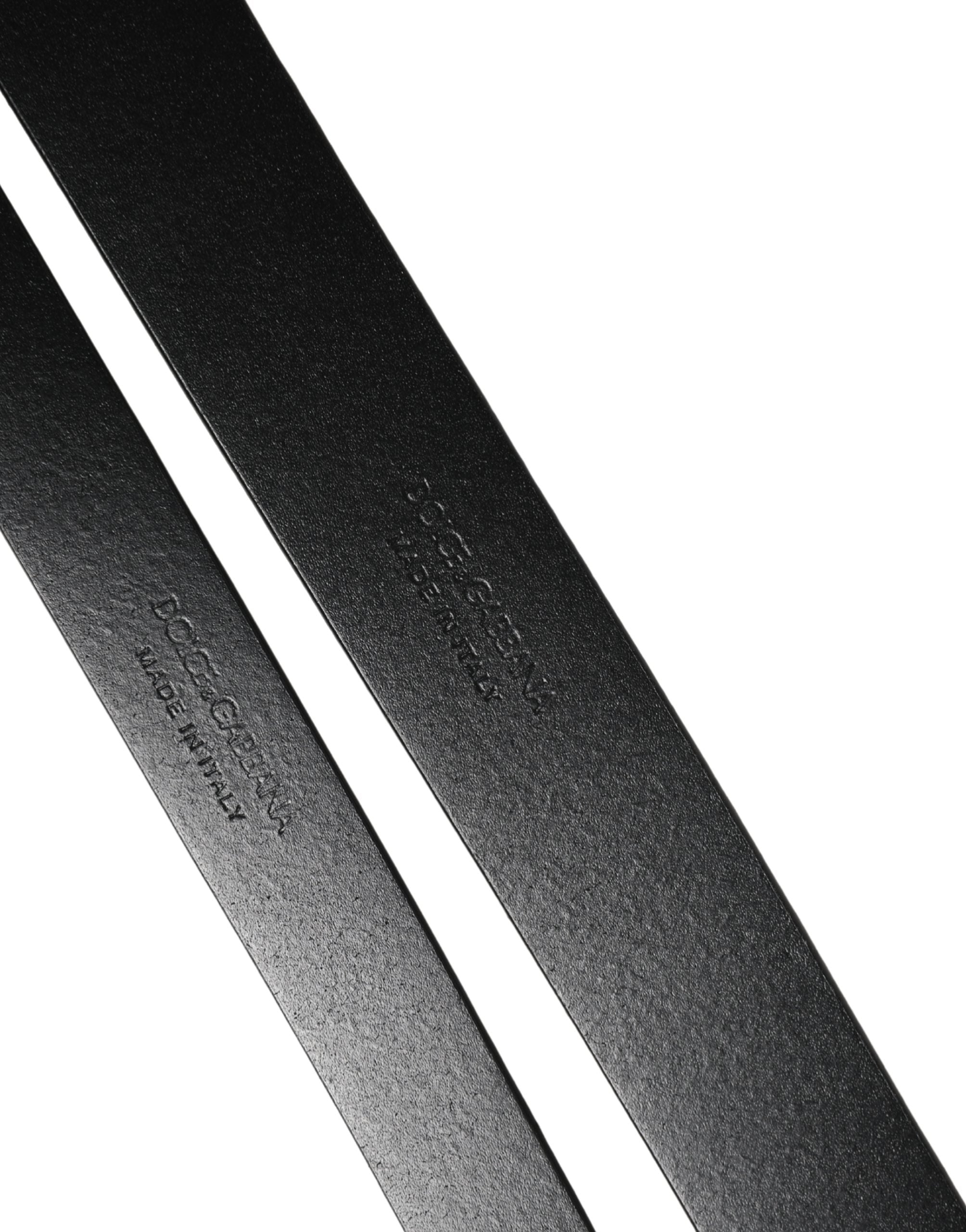 Black Double Strap Leather Silver Buckle Belt