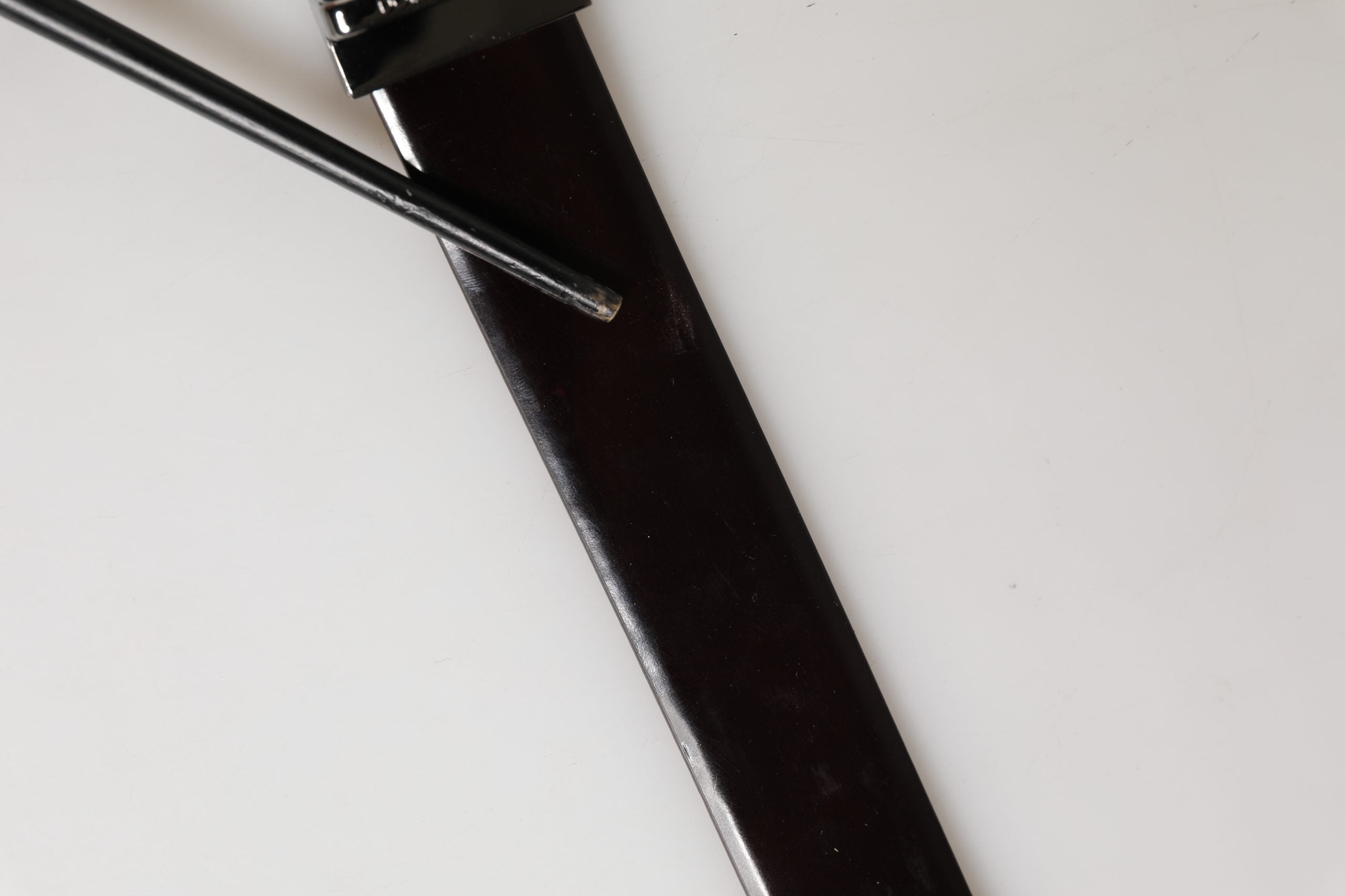 Black Double Strap Leather Silver Buckle Belt