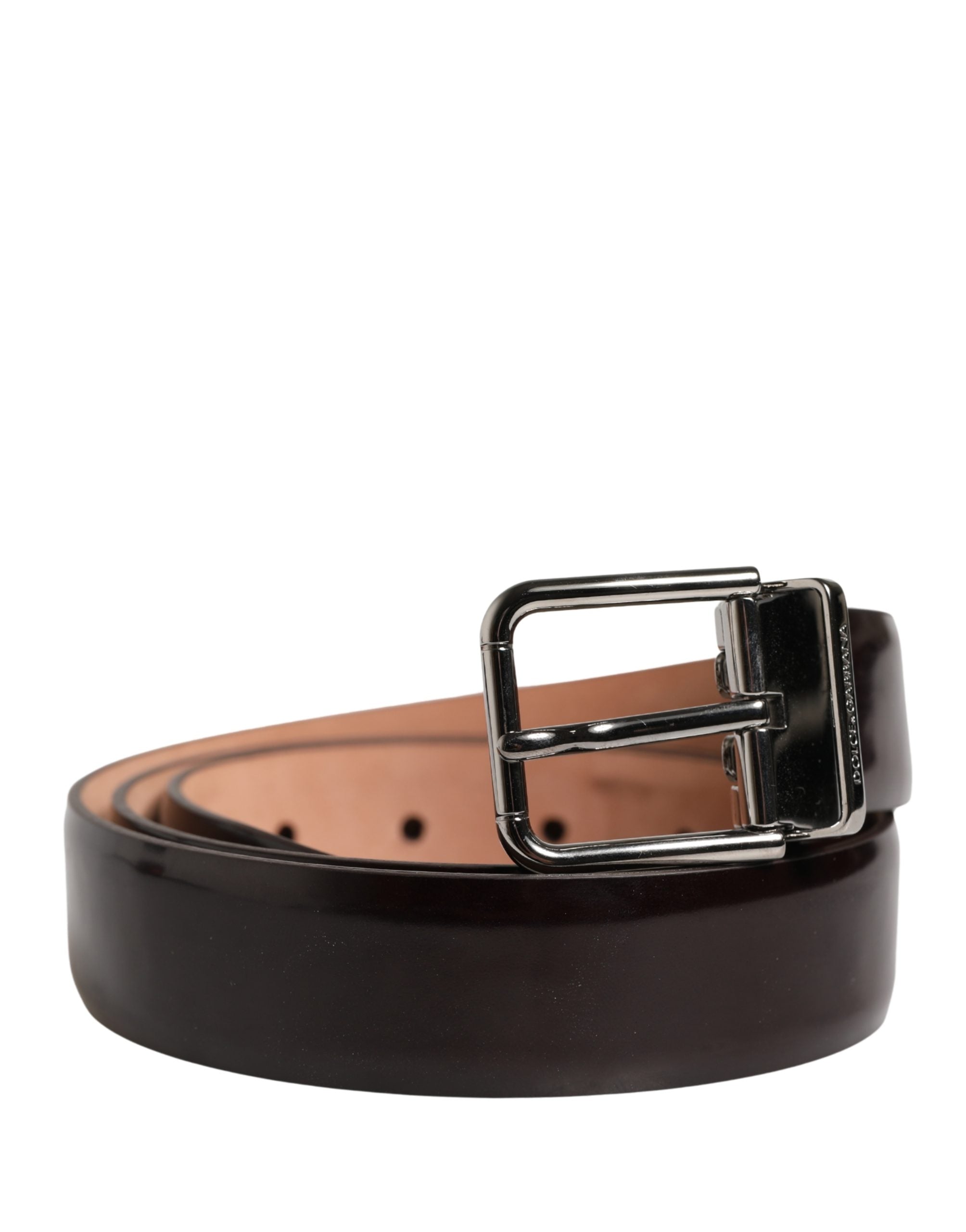 Men Black Calfskin Leather Metal Buckle Belt