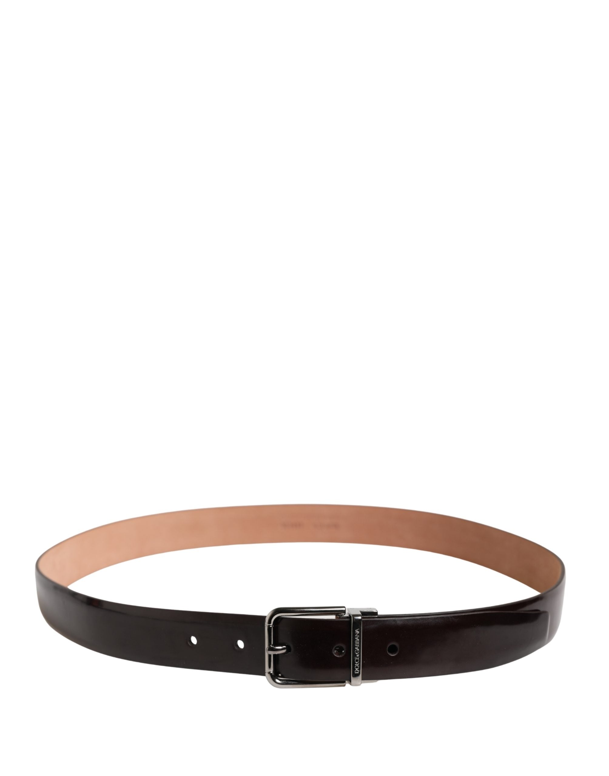 Men Black Calfskin Leather Metal Buckle Belt