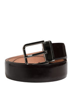 Men Black Calfskin Leather Metal Buckle Belt