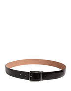 Men Black Calfskin Leather Metal Buckle Belt