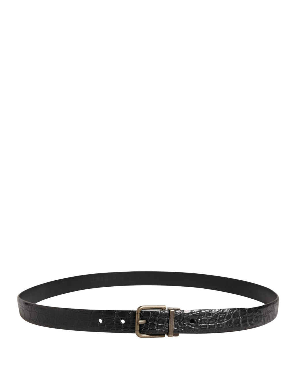 Men Black Exotic Leather Metal Buckle Belt
