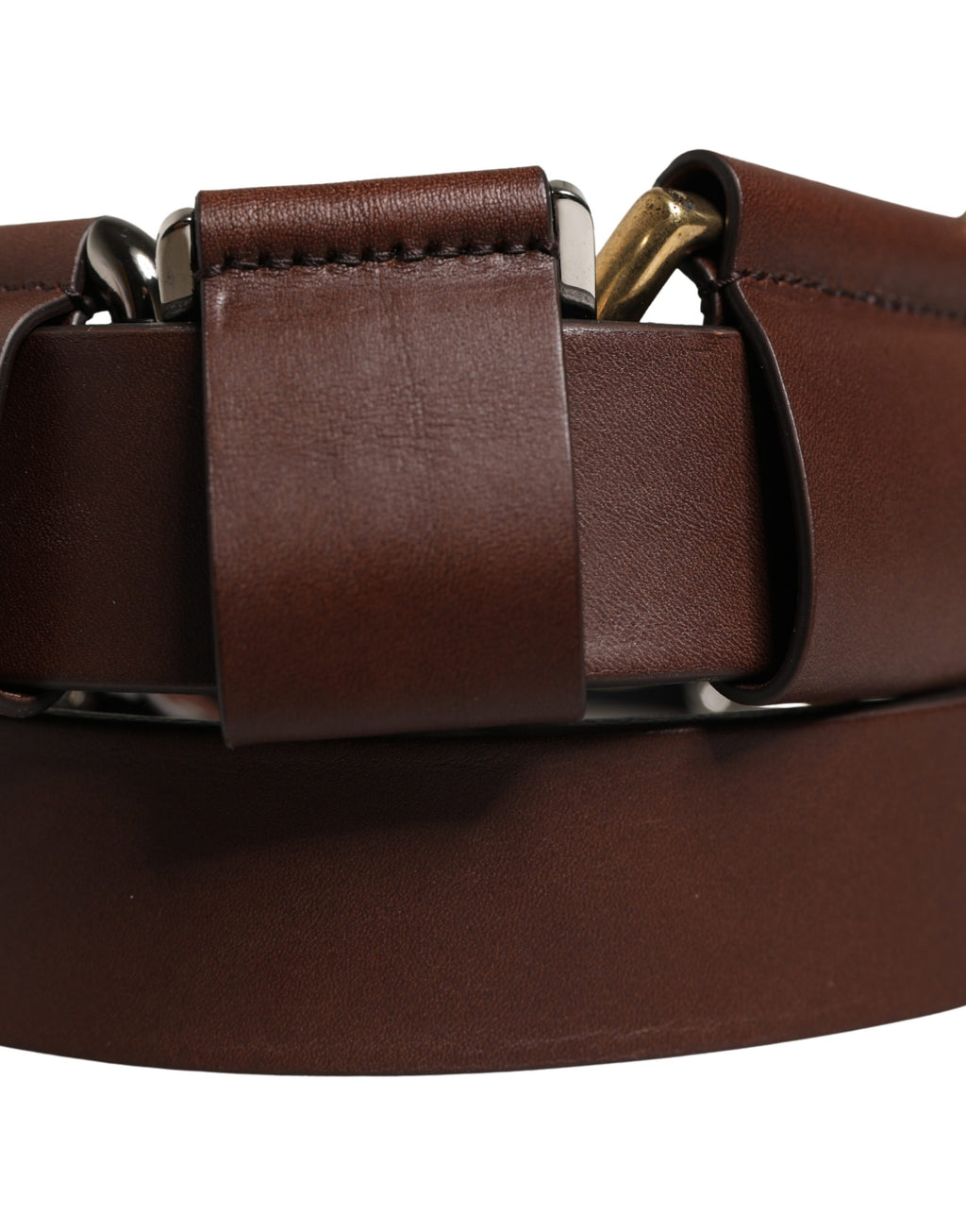 Men Brown Classic Leather Metal Buckle Belt