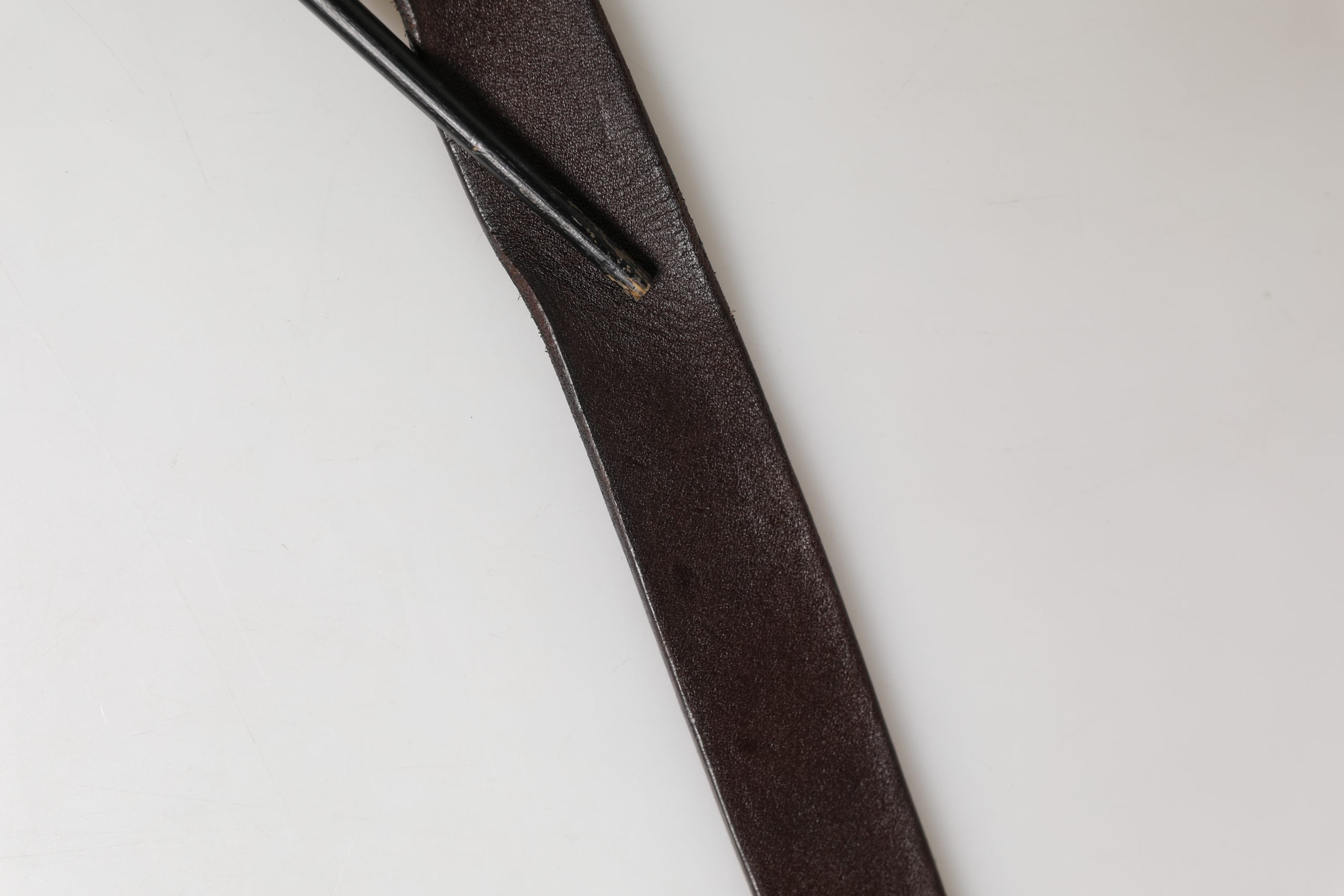 Men Brown Calf Leather Logo Metal Buckle Belt