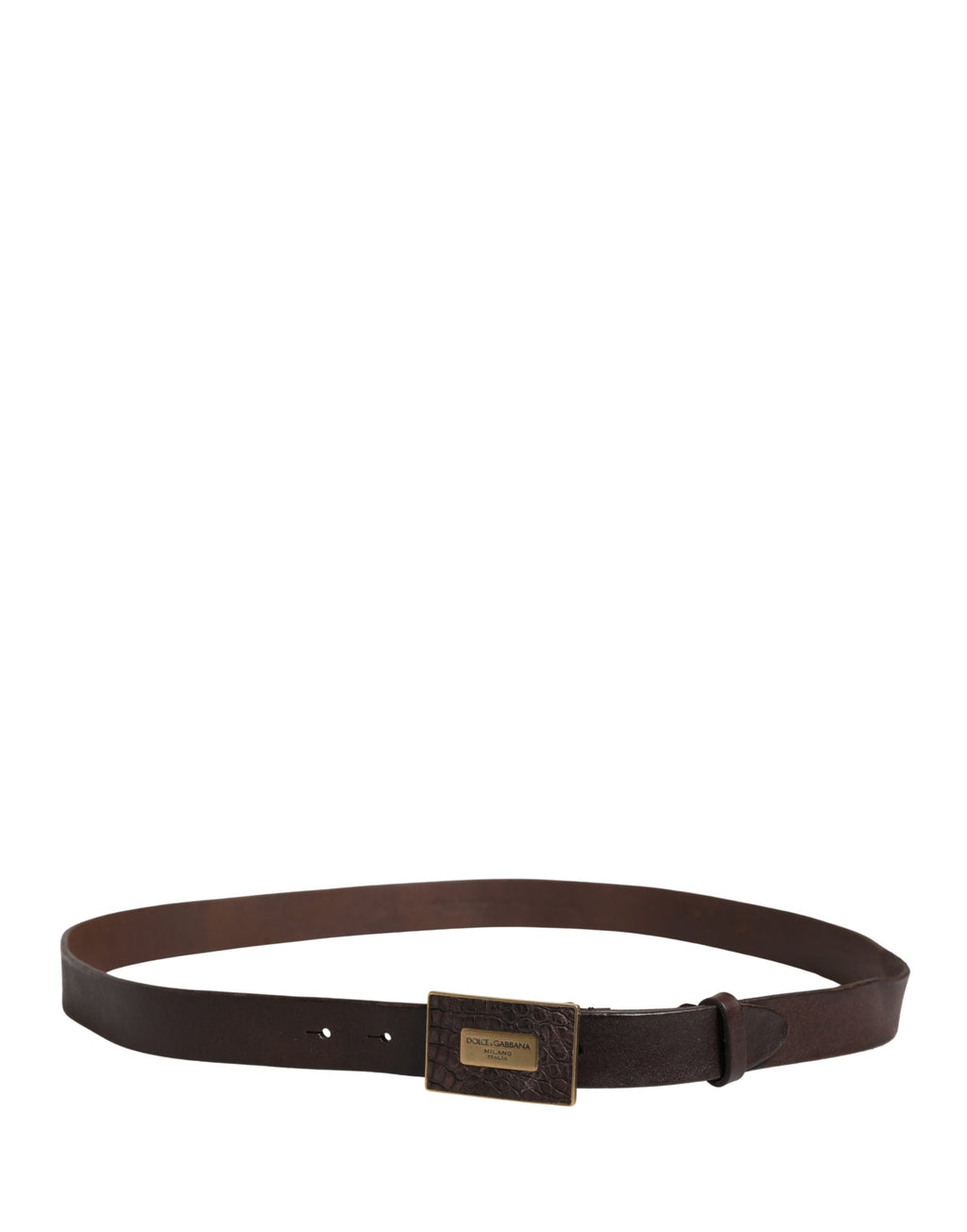 Men Brown Leather Logo Metal Buckle Belt