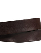 Men Brown Leather Logo Metal Buckle Belt