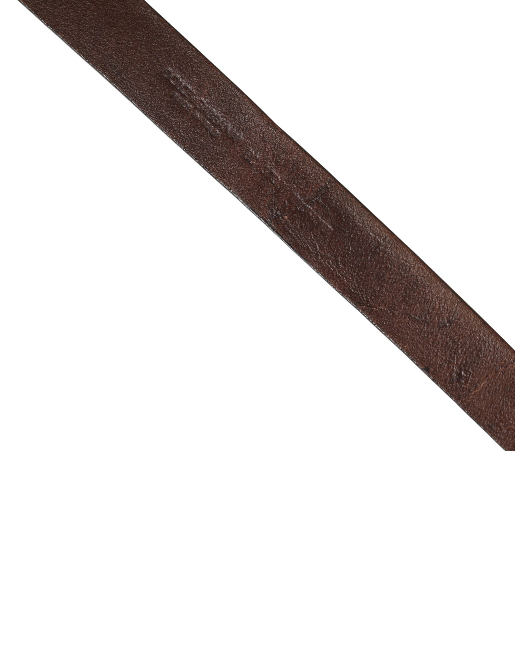 Men Brown Leather Logo Metal Buckle Belt