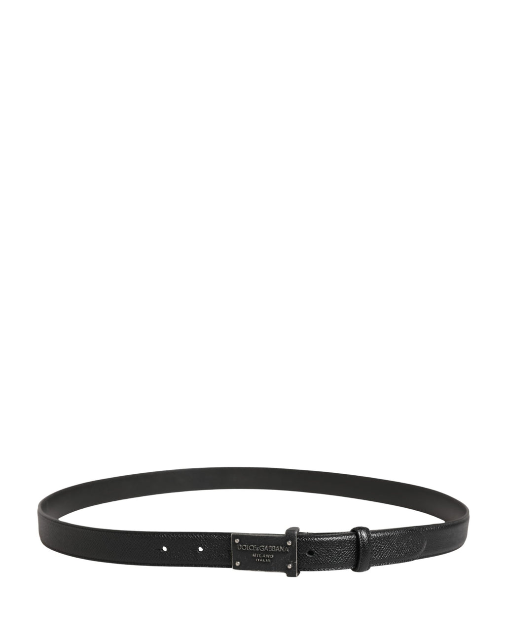 Men Black Calf Leather Logo Metal Buckle Belt