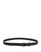 Men Black Calf Leather Logo Metal Buckle Belt