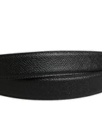 Men Black Calf Leather Logo Metal Buckle Belt