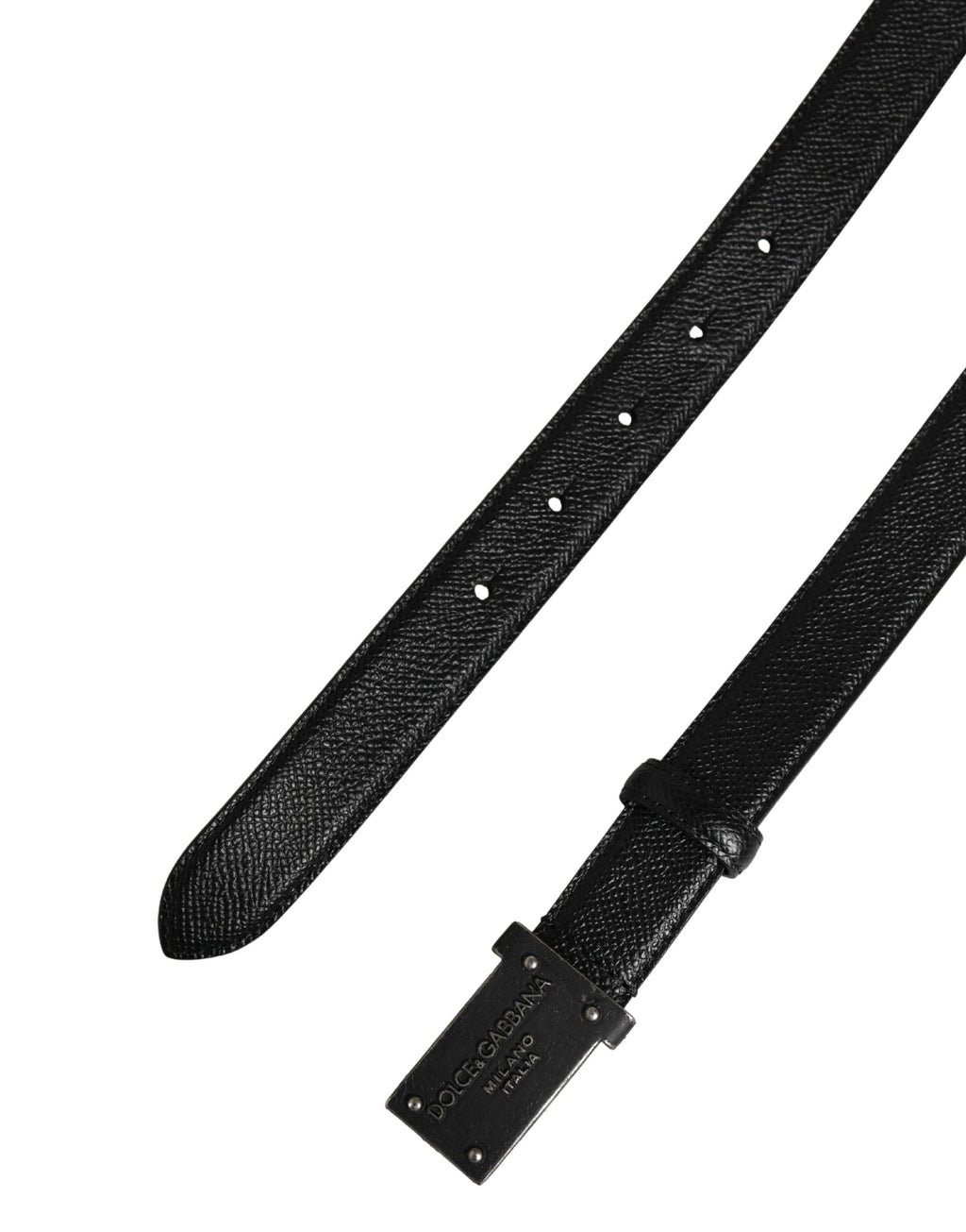 Men Black Calf Leather Logo Metal Buckle Belt