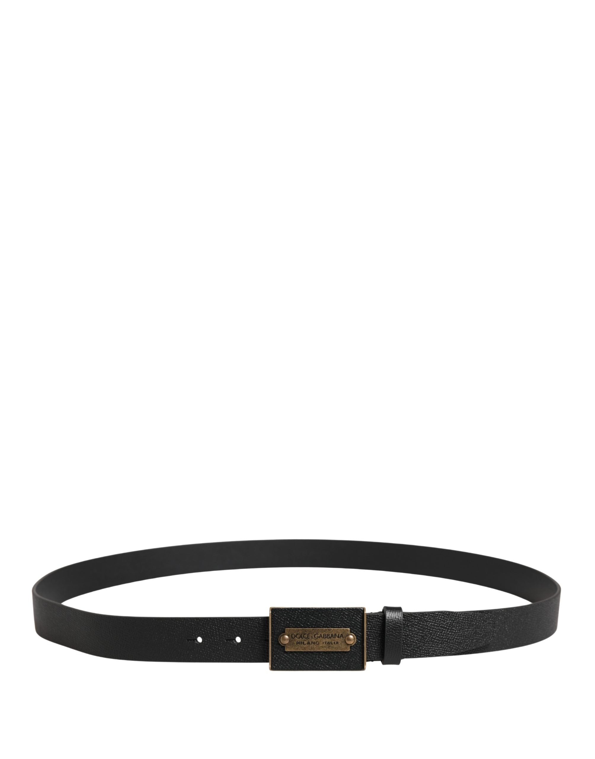 Men Black Calf Leather Metal Buckle Belt