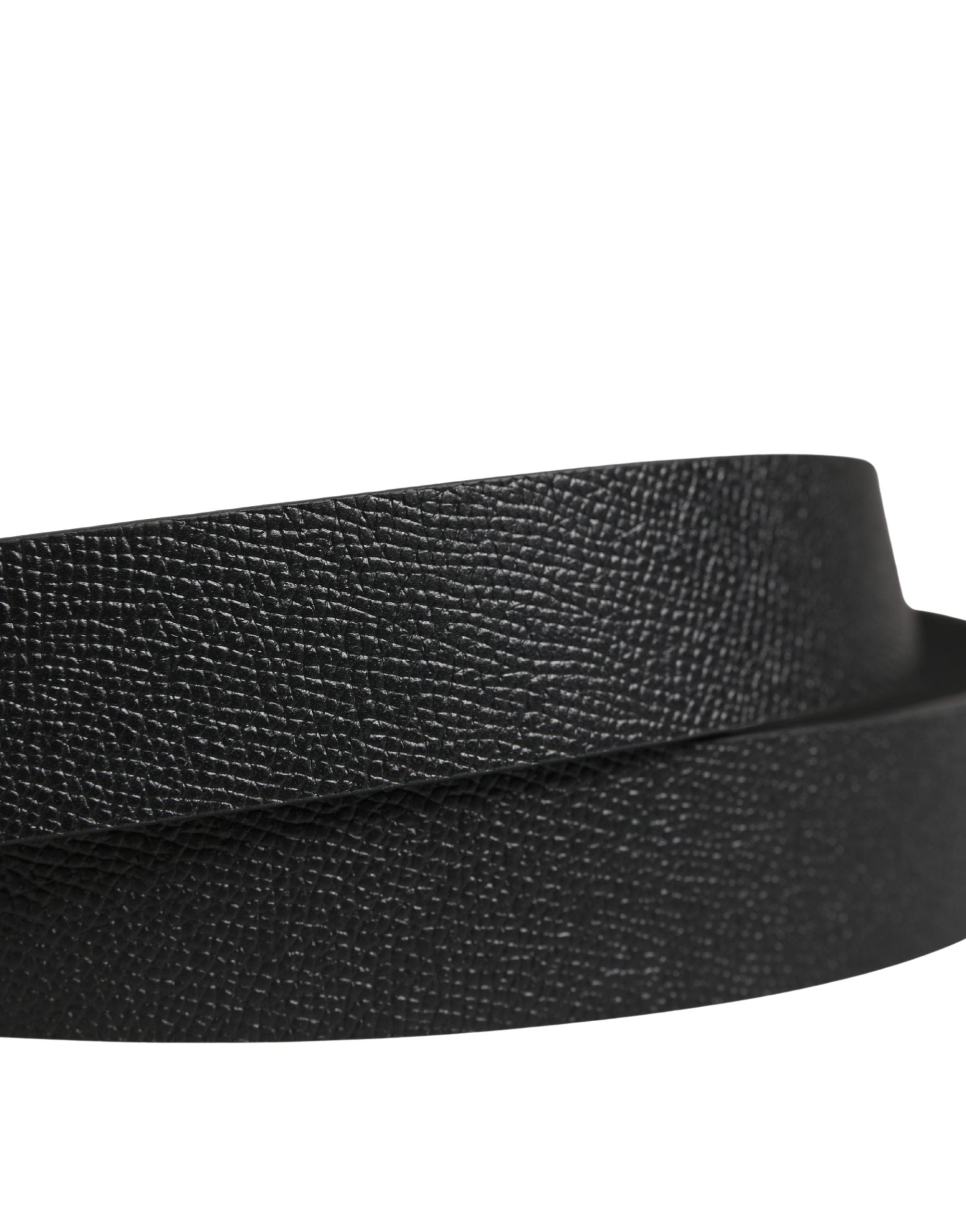 Men Black Calf Leather Metal Buckle Belt