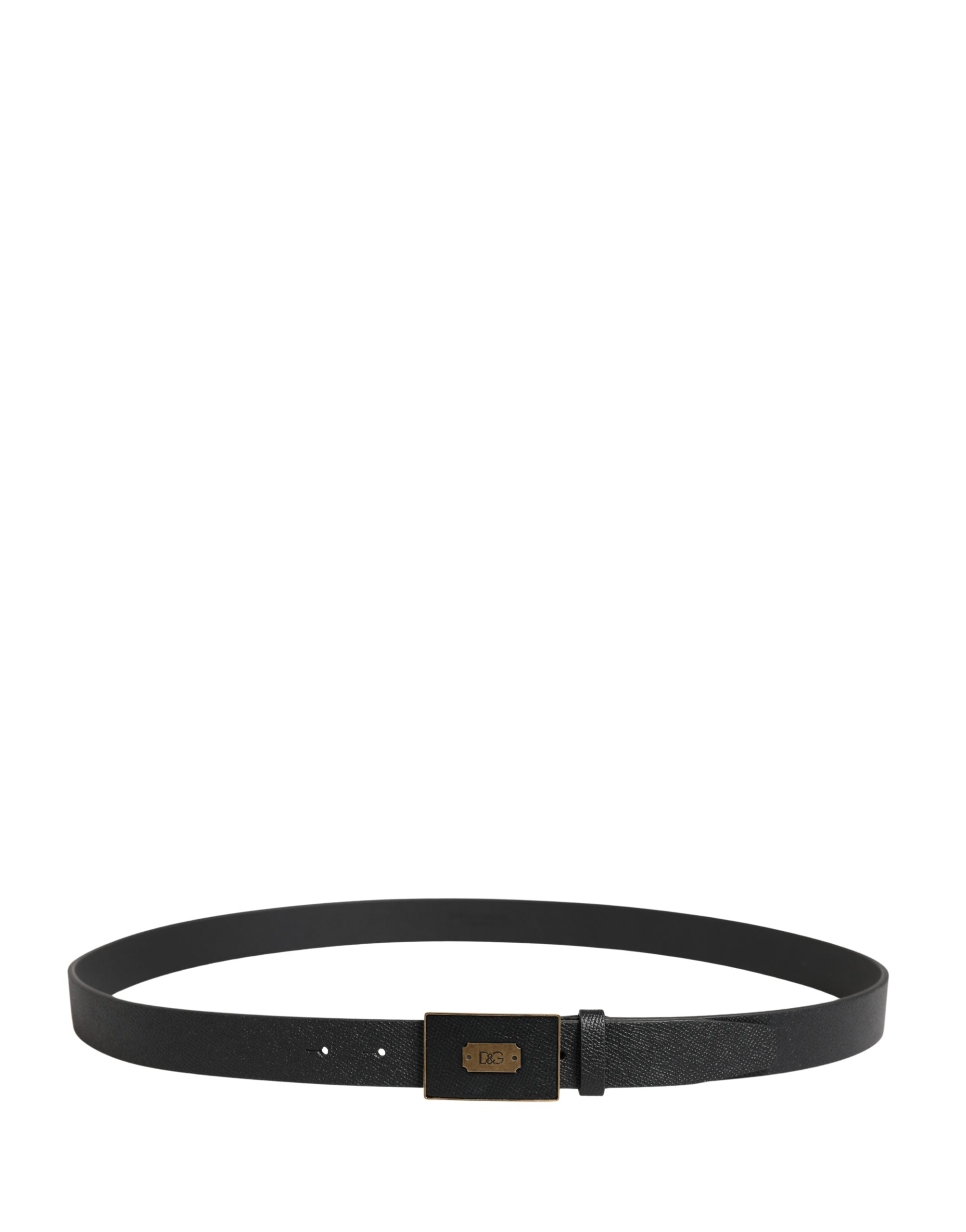 Men Black Classic Leather Logo Buckle Belt