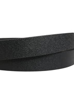 Men Black Classic Leather Logo Buckle Belt