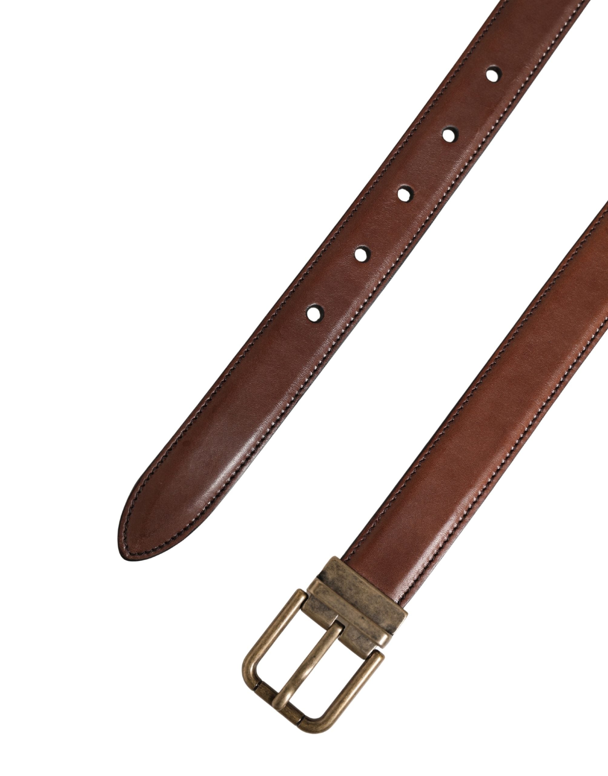 Men Brown Classic Leather Metal Buckle Belt
