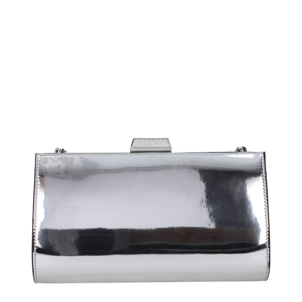 Gray Leather Clutch Bag