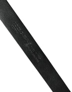 Men Black Exotic Leather Metal Buckle Belt