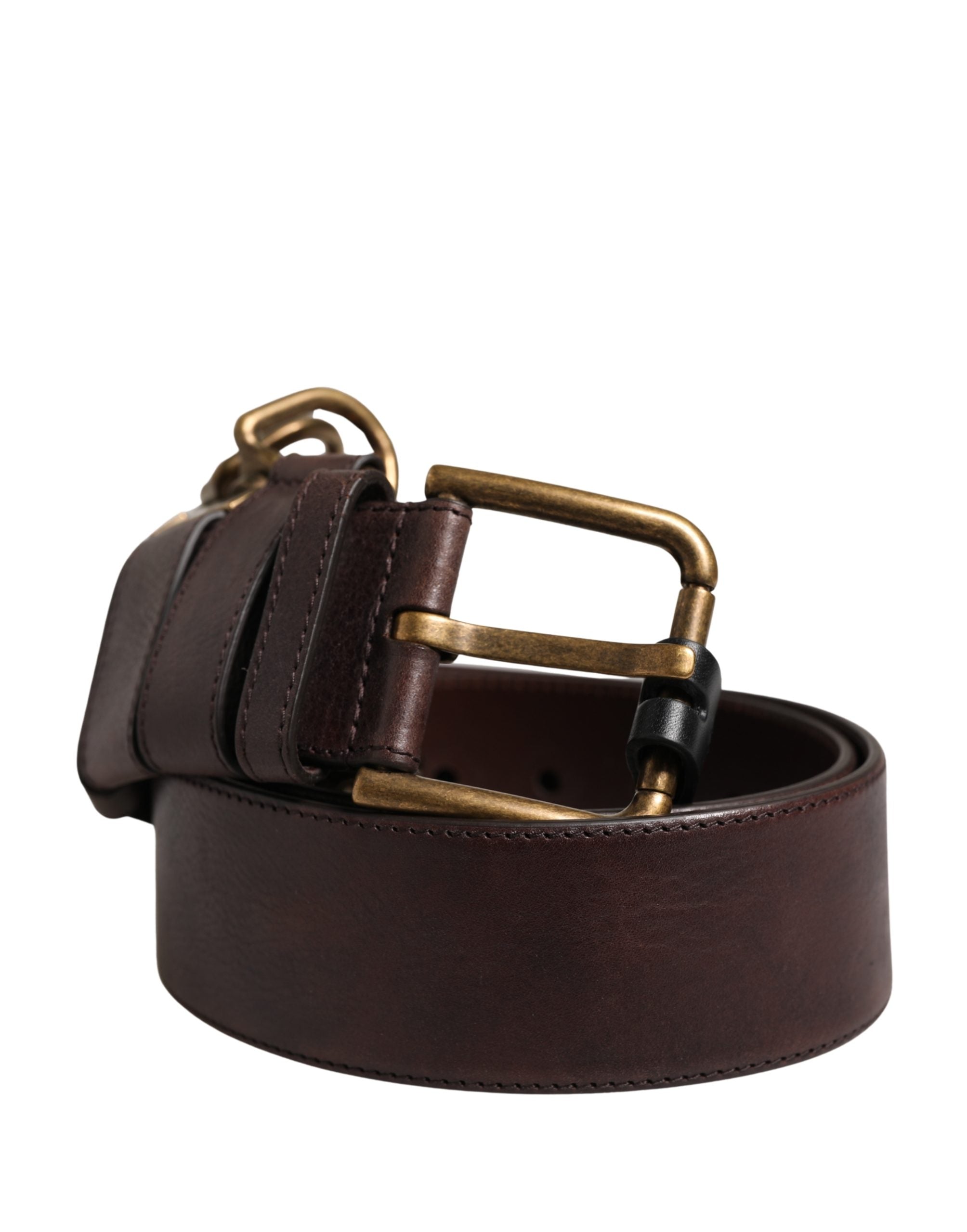 Men Brown Calfskin Leather Metal Buckle Belt