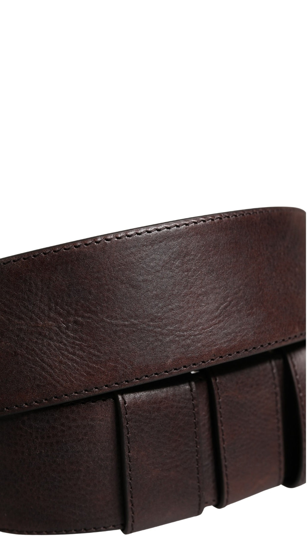 Men Brown Calfskin Leather Metal Buckle Belt